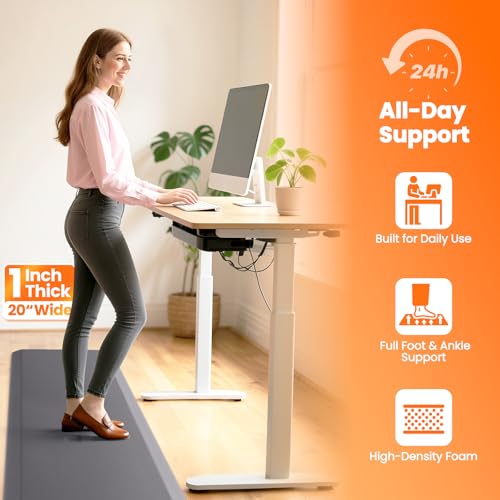 Image of Kitchen Mats for Floor, 1 Inch Extra-Thick Kitchen Rugs, Non-Slip & Waterproof Standing Desk Mat, Comfort Anti Fatigue Mats for Kitchen Floor, Home, Sink, Office (20 inch X 72 inch, Grey)
