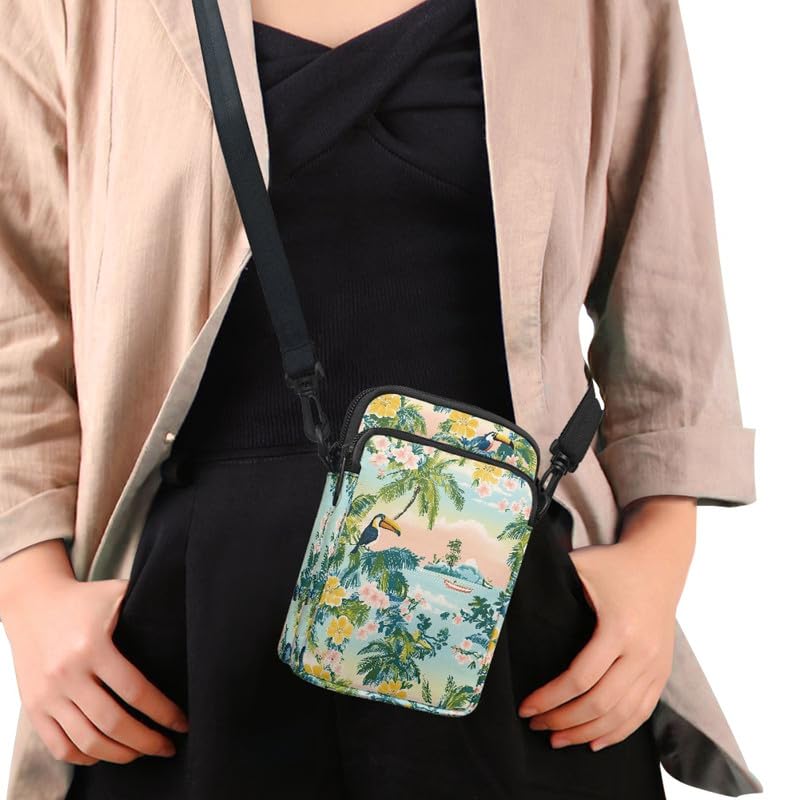 Image of Hawaiian Tribal Small Crossbody Bags for Women Cell Phone Bag Purse, Sea Turtle Zipper Sling Purses Shoulder Bag
