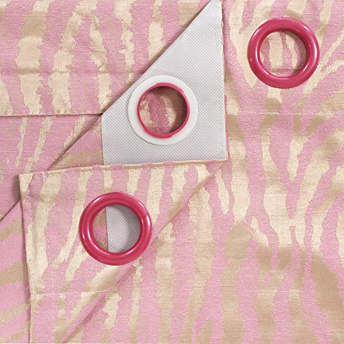 Image of Story@Home Bloom Collection Jacquard Lavish and Modern Rich Animal Print 2 Piece Eyelet Ring top Window Curtain for Bedroom and Hall - 5 Feet, Light Pink