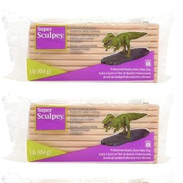 Pack of 2 x 454g Premium Fresh Super Beige Sculpey Oven Bake Polymer Clay for Precision Detail Sculpting