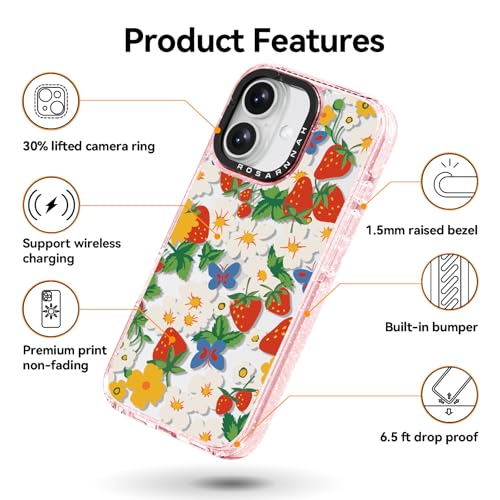 Coque iPhone 16 antichoc 2m Rosarnnah rigide et résistante aux chutes