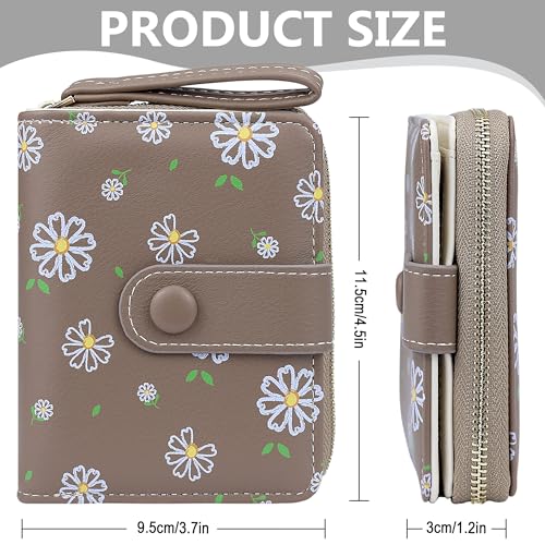 Womens Wallet Cute Small Wallets for Women Brown Women's Wallet Kawaii Flower Card Wallets for Women Ladies2