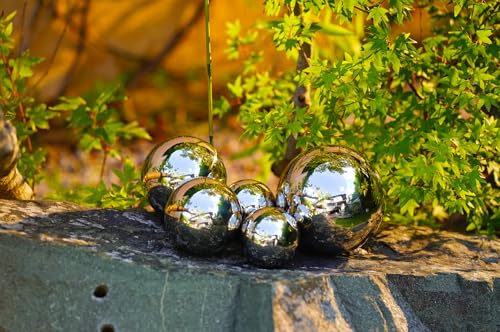 SOUCCESS DEKOKUGELN Edelstahl, 5ER-Set - 5 Edelstahl-Kugeln IM Set, DEKOKUGELN, TEICHKUGELN, SCHWIMMKUGELN, EDELSTAHLKUGELN HOCHGLANZPOLIERT