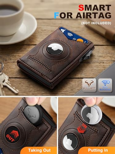 Image of BULLIANT Men Slim Leather Wallet Metal Case Money Clip-Magnetic Closure