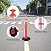 OranclUS Reflective Rubber Base Traffic Delineator Post - Heavy-Duty Safety Bollards for Parking Lot Markers, Road Construction, Driveway Warning - with Reflective Strips (3 Pack - 45 Inch)