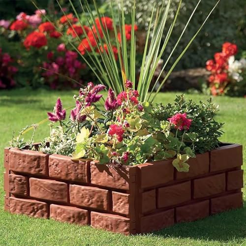 Image of HASTHIP 4Pcs Garden Fence Border, Garden Decor Fencing, Rustic Brick Garden Edging Picket Fence - Connectable Garden Border Fence - Decorative Fence for Garden Lawn, Pathway, Backyard (Brown)