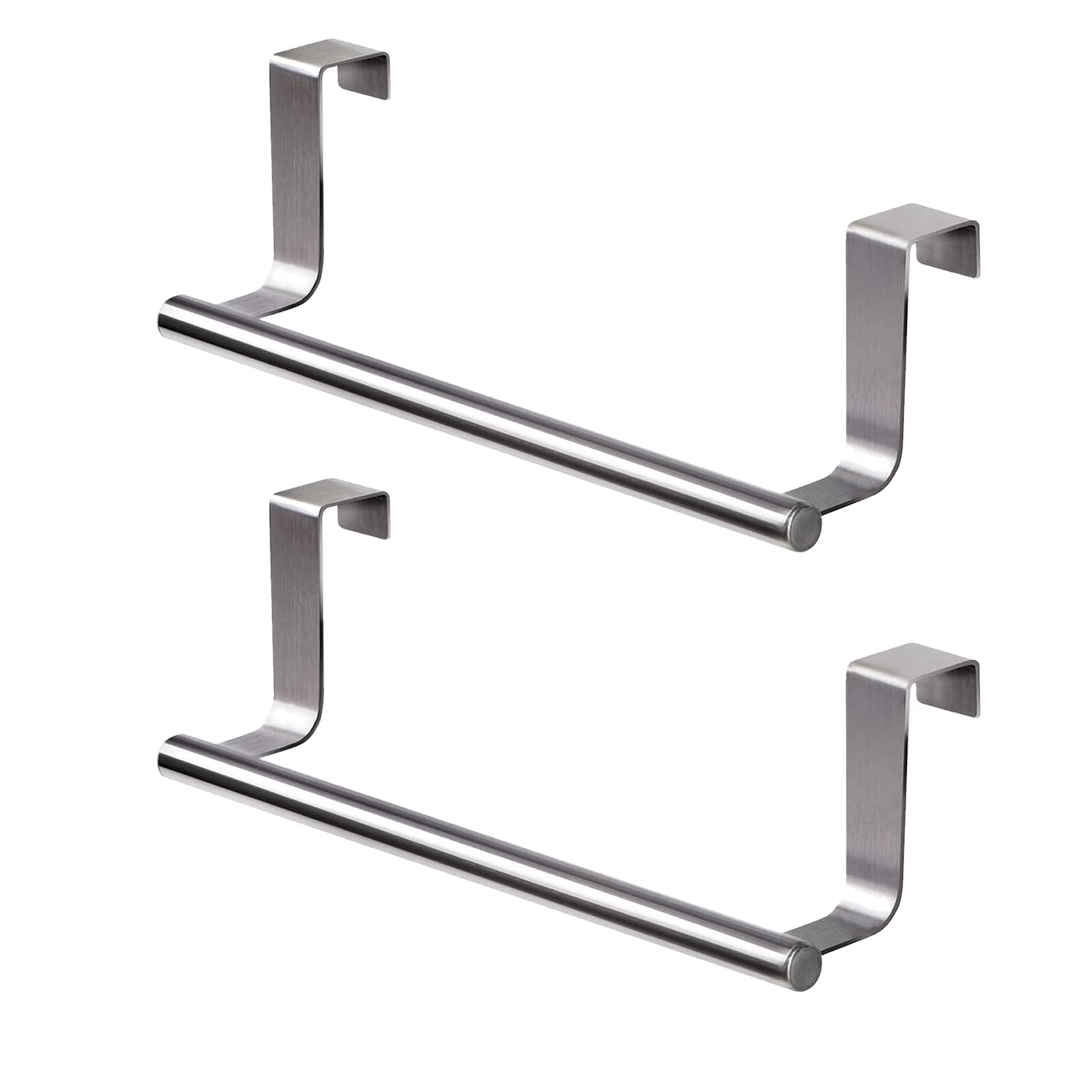 Porta Salviette per Armadio Della Cucina, Appendi Strofinacci in Acciaio Inossidabile, Appendere Alle Anta, Senza forare, per Cucina e Bagno, Argento, 2 Pezzi