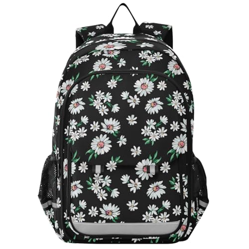 Sac à dos ordinateur Little White Daisy à motif floral décontracté A1598