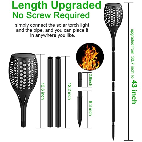 Ykb Solar Lights Outdoor Upgraded, Solar Torch Light With Flickering Flame Landscape Lighting Patio Decor Dusk To Dawn Auto On/Off 96 Led Solar Pathway Lights 4 Pack For Deck Yard Garden Driveway #TOP5