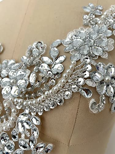 Succi Shan JS-457521-A Lace Flower Beads Pearl Patches,Sew thumb #2
