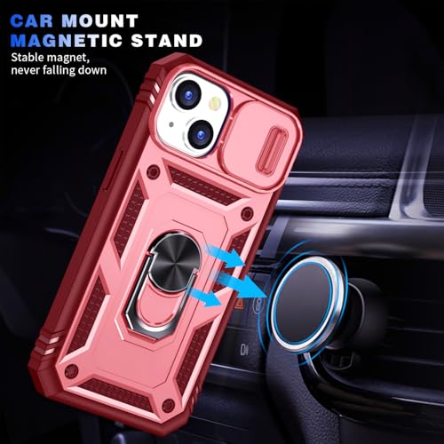 Coque iPhone 15 rose antichoc avec protège-objectif coulissant - 6