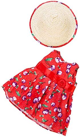 Miniatura 2 de Ropa de muñeca de vestido floral apta para ropa de muñeca de bebé de 18 pulgadas y 16.9in, accesorios de muñeca renacida (falda de cereza roja)
