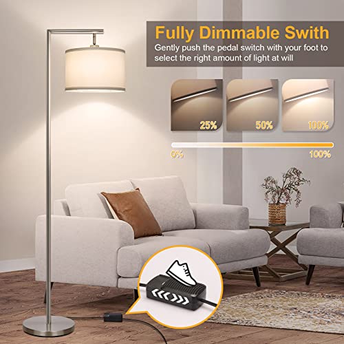 Boncoo Floor Lamps for Living Room, Standing Lamp Tall with Adjustable Silk Shade, Modern Stepless Dimmable Floor Lamp, LED Reading Standing Light for Bedroom Office Dorm Room, 9W Bulb Included