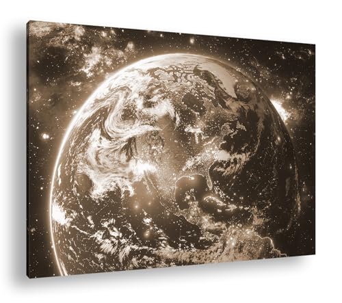 Tableau de luxe Terre incandescente deyoli 100 x 70 cm | Motif spatial premium effet sépia