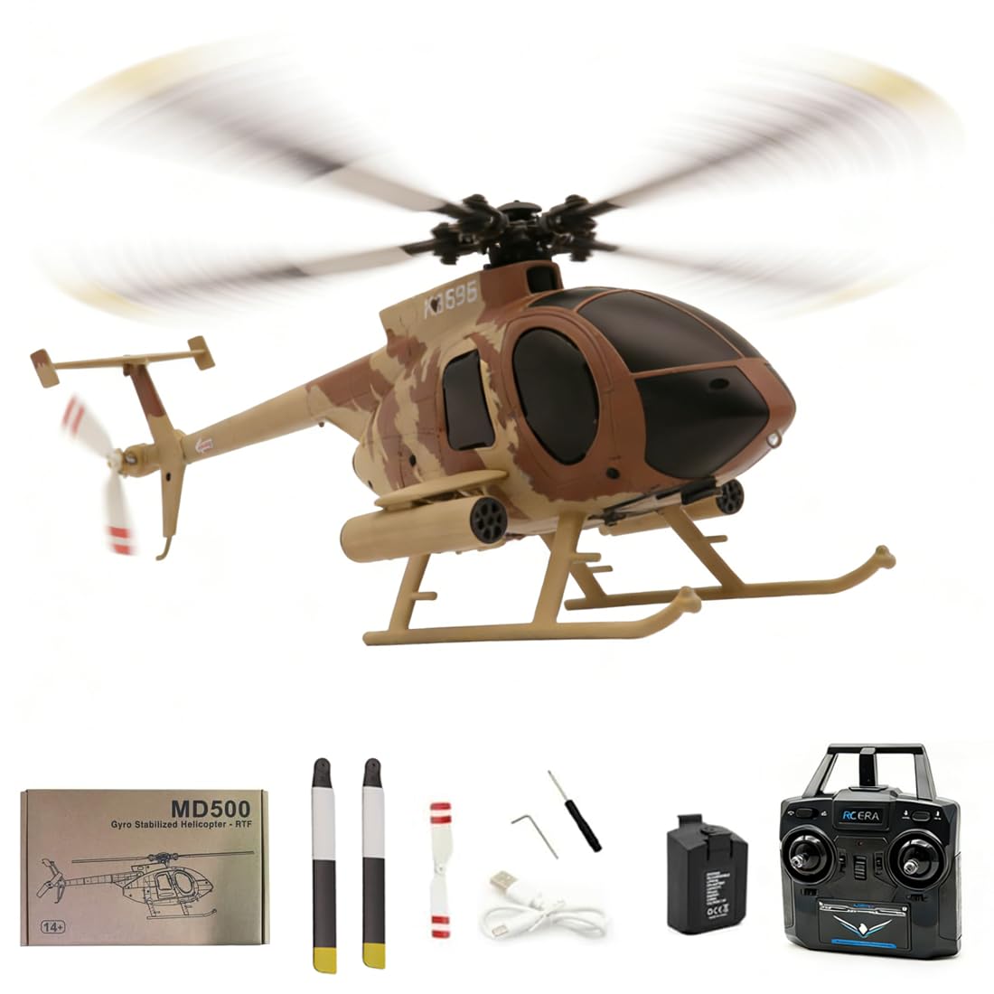RC-ERA C184 MD500 RC helikopter, 4-kanałowy jednośmigło Flybarless z optycznym sterowaniem przepływem i stabilizacją żyroskopu, model samolotu RC dla dorosłych