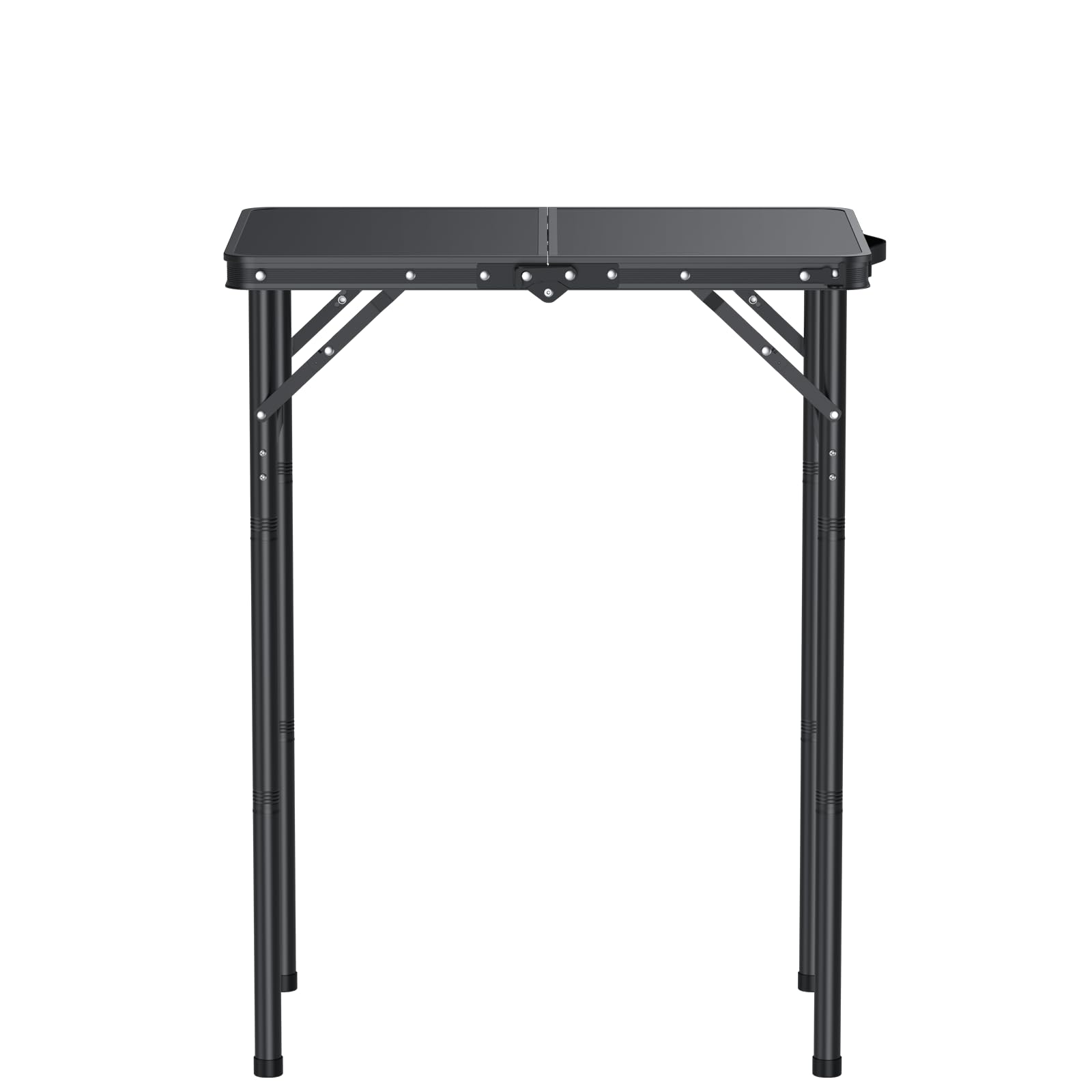 JiGiU Tavolo da Picnic Pieghevole per Esterno in MDF Nero con Gambe Filettate in Metallo, 3 Altezze Regolabili (27.3/51/74.7 cm), Portatile - per Campeggio, Giardino, Spiaggia
