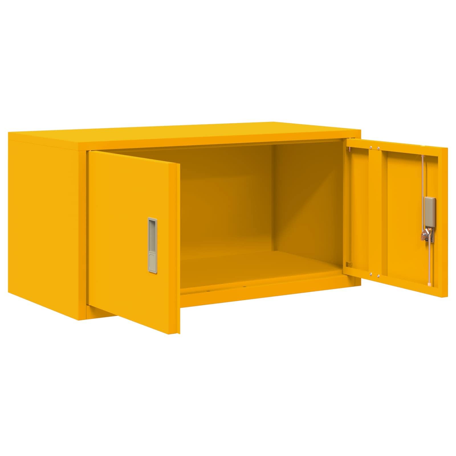 vidaXL Armoire de Rangement Jaune Moutarde 80 x 40 x 40 cm Acier, Armoire de Bureau Moderne, en Acier rectangulaire, fermant à clé, Espace généreux, Meuble Industriel, Solution Robuste
