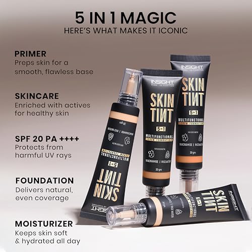 Image of INSIGHT Skin Tint 5-in-1 Serum Foundation (30g) | SPF 20 PA++++ | Lightweight, Hydrating & Brightening with Niacinamide & Rice Water | Primer, Moisturizer & Sunscreen in One | For All Skin Types - Shade: Filter Coffee
