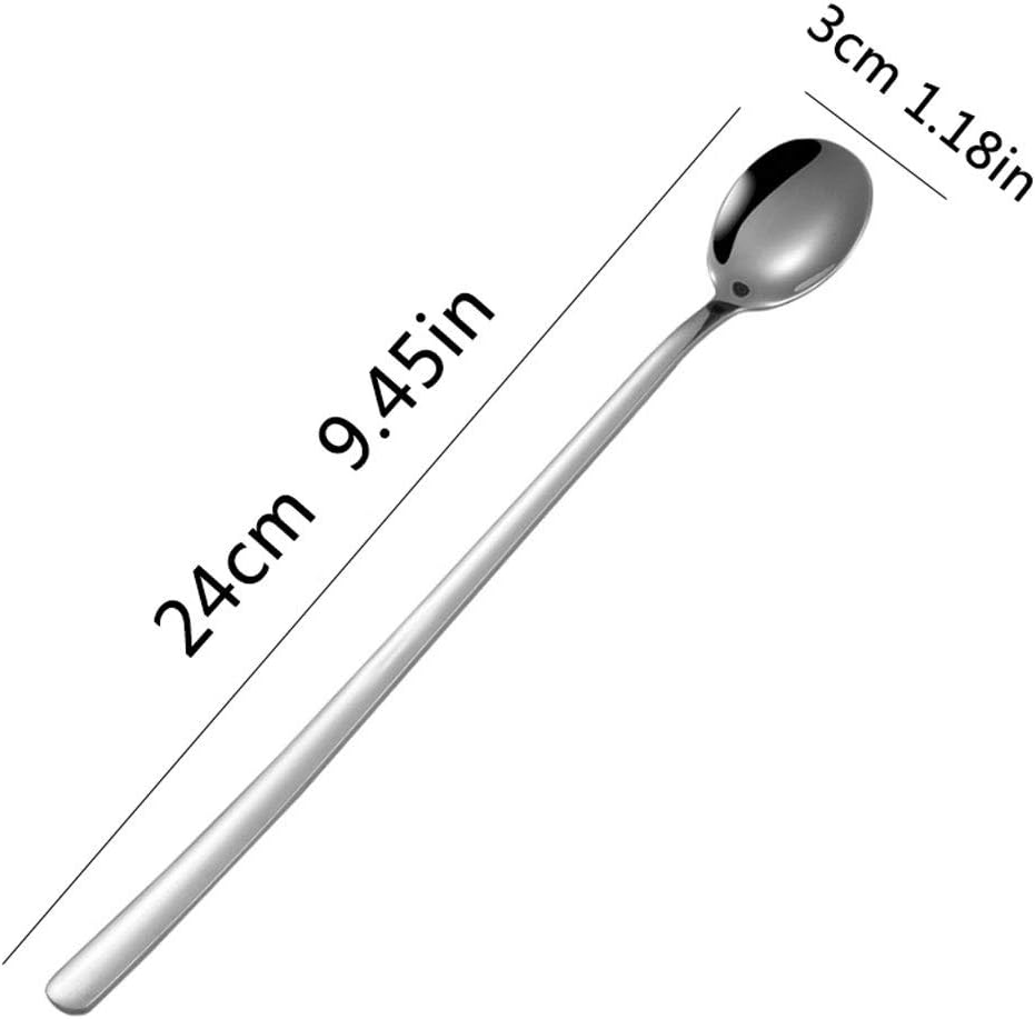 Spoon Table Spoons Four-Piece Stainless Steel Long-Handled Ice Cream Spoon Coffee Cocktail Stirring Spoon Cake Dessert Spoon Watermelon Ice Tea Spoon for Home, Kitchen Or Restaurant (Gold)