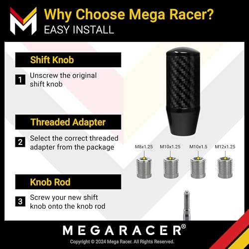 Mega Racer MR-MT-NCB Black Carbon Fiber Shift Knob thumb #4