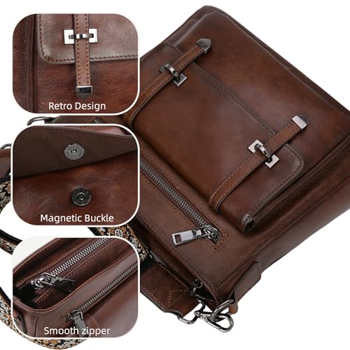 Image of Iswee Soft Leather Crossbody Bags for Women Shoulder Handbags Multi Pockets | Travel Purse with Adjustable Strap Medium Size Organizer Designer Pocketbooks with Adjustable Strap
