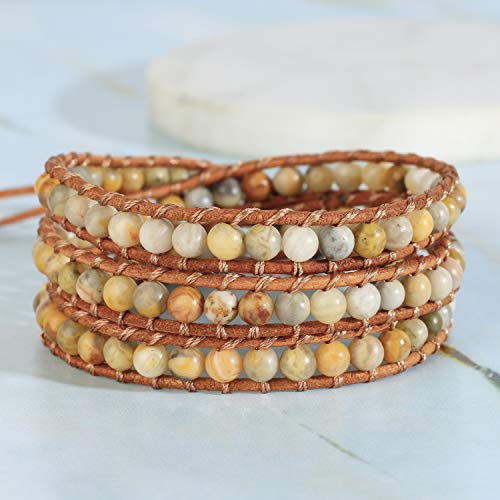 Image of KELITCH Turquoise Beads Bracelets Leather 3 Wrap Bracelet Handmade Women Heart Jewelry
