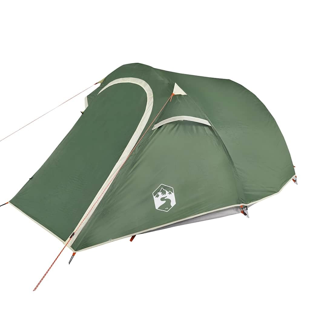 Tunnelzelt für Personen grün wasserdicht leicht, Campingzelt mit Moskitonetz, winddichtem PU Polyester, abnehmbarem Überzelt für Trekking, Outdoor, Festival und Reise