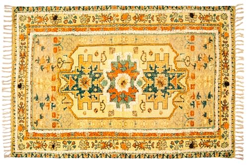 Image of Iryaa Homes Cotton Carpet With Hand Tufting And Hand Embroidery| Soft, Durable And Stylish Area Rug| Printed Rug for Living Room, Bedroom | Handmade with100% Cotton- Multi colour (4 Feet x 6 Feet)