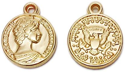 30-Piece KC Gold Coins Charms Pendants Plastic Plated Queen Head Earrings findings DIY for Jewelry Making and Crafting