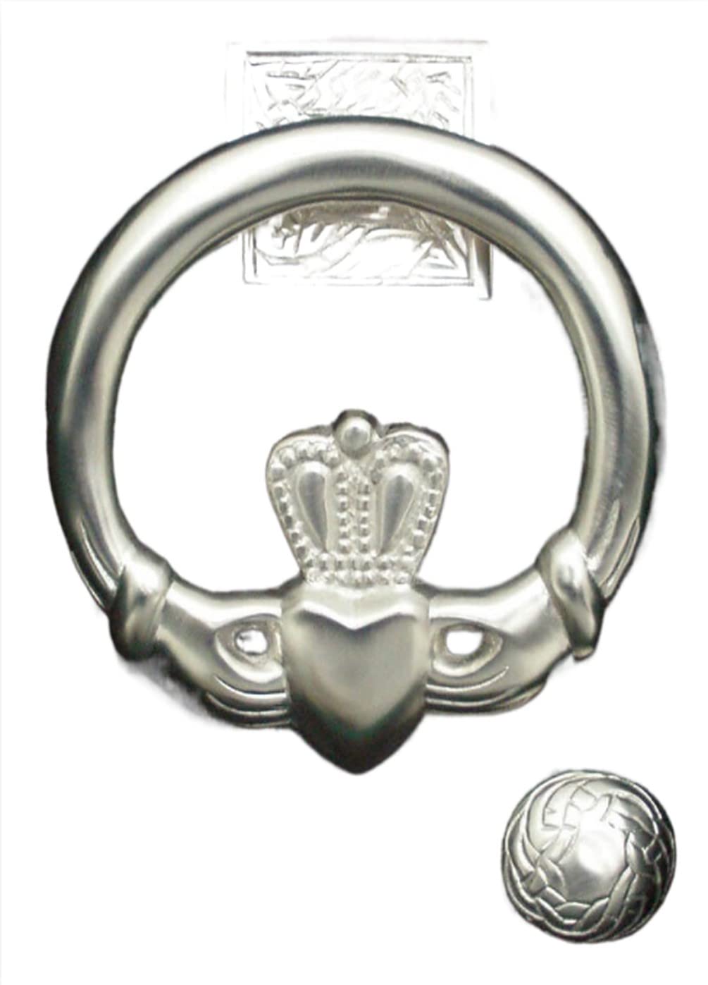 Exclusively Irish Satin Nickle Claddagh Circular Door Knocker For Front Door - Antique Cooper|Polished Brass |Satin Nickel Knocker Ireland Home Décor 5.5''X 5.5"