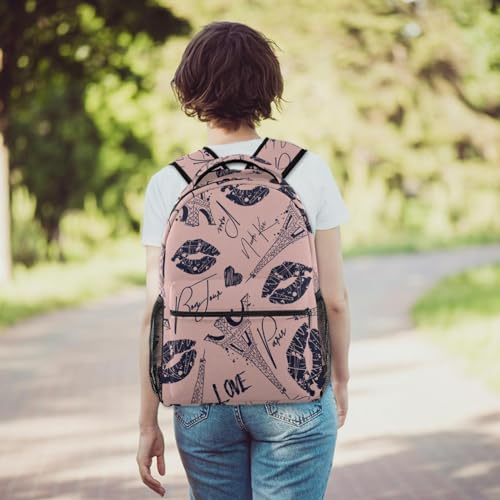 Sac à dos d'école multicolore imprimé Tour Eiffel pour ados