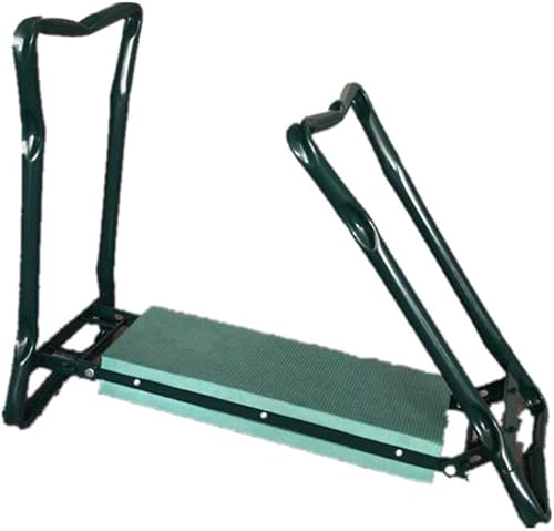 Miniatura 4 de DSISI Asiento plegable de jardín con bolsa de herramientas pequeña, taburete de jardín de tubería de hierro con almohadilla de espuma EVA,