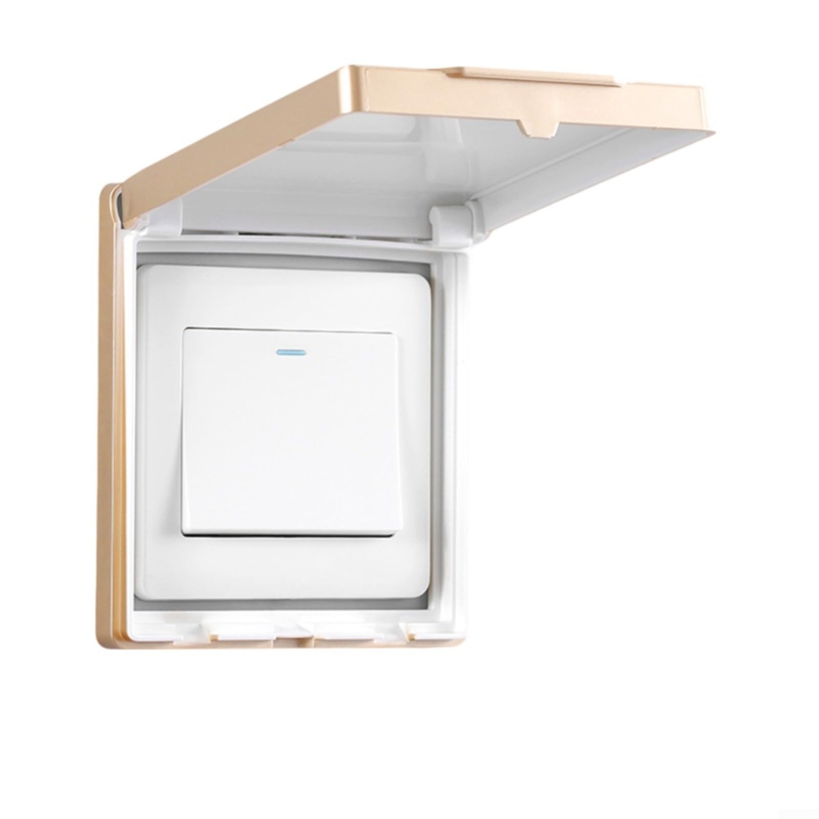 Nexbrill Socket Cover 4-Pack Ultra-Thin Protective Box for 86-Type Light Switches Waterproof Dustproof Guard for Courtyard Farm Bathroom 90x90x10mm(gold)