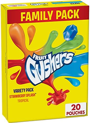 Gushers Fruit Flavored Snacks, Variety Pack, Strawberry and Tropical, 20 ct