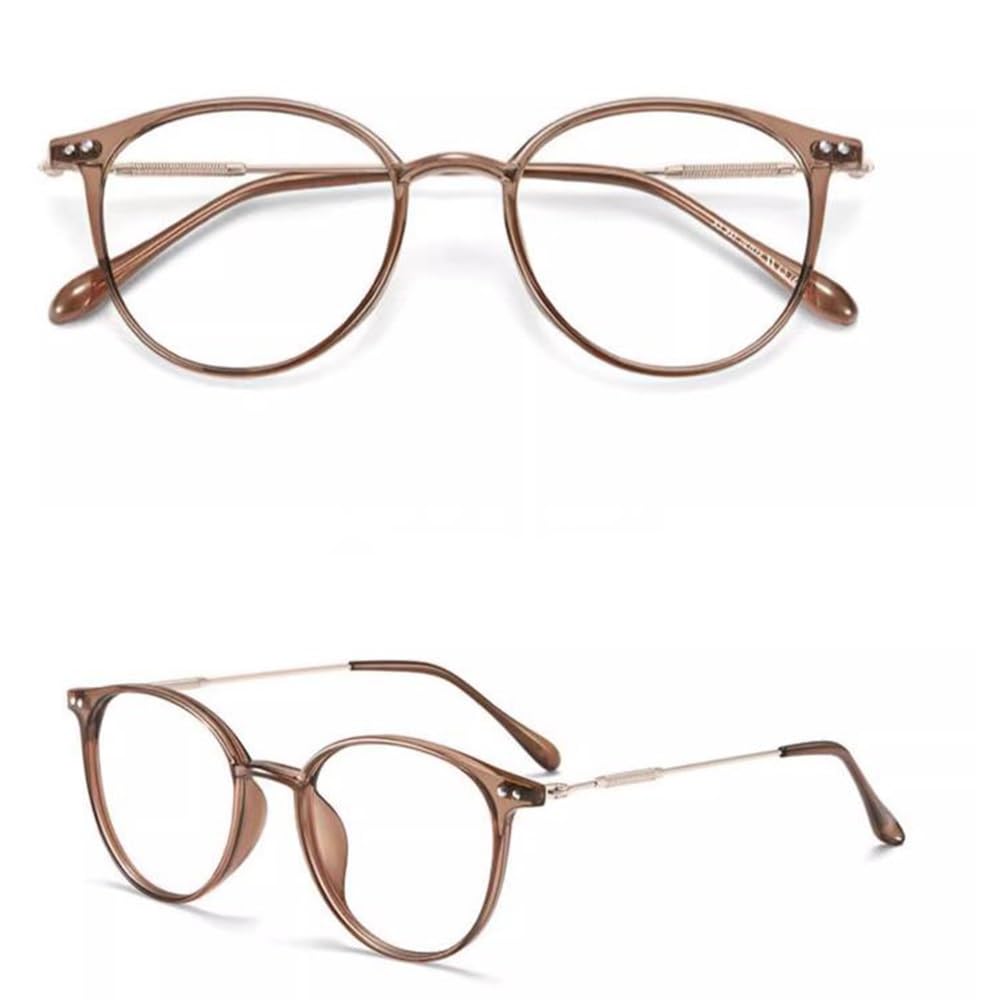 Gafas de Lectura Fotocromáticas，HD Gafas de computadora，Bisagra de Resorte，Moda Gafas de Lectura Ultraligero TR Redonda Marco(Size:+1.0)