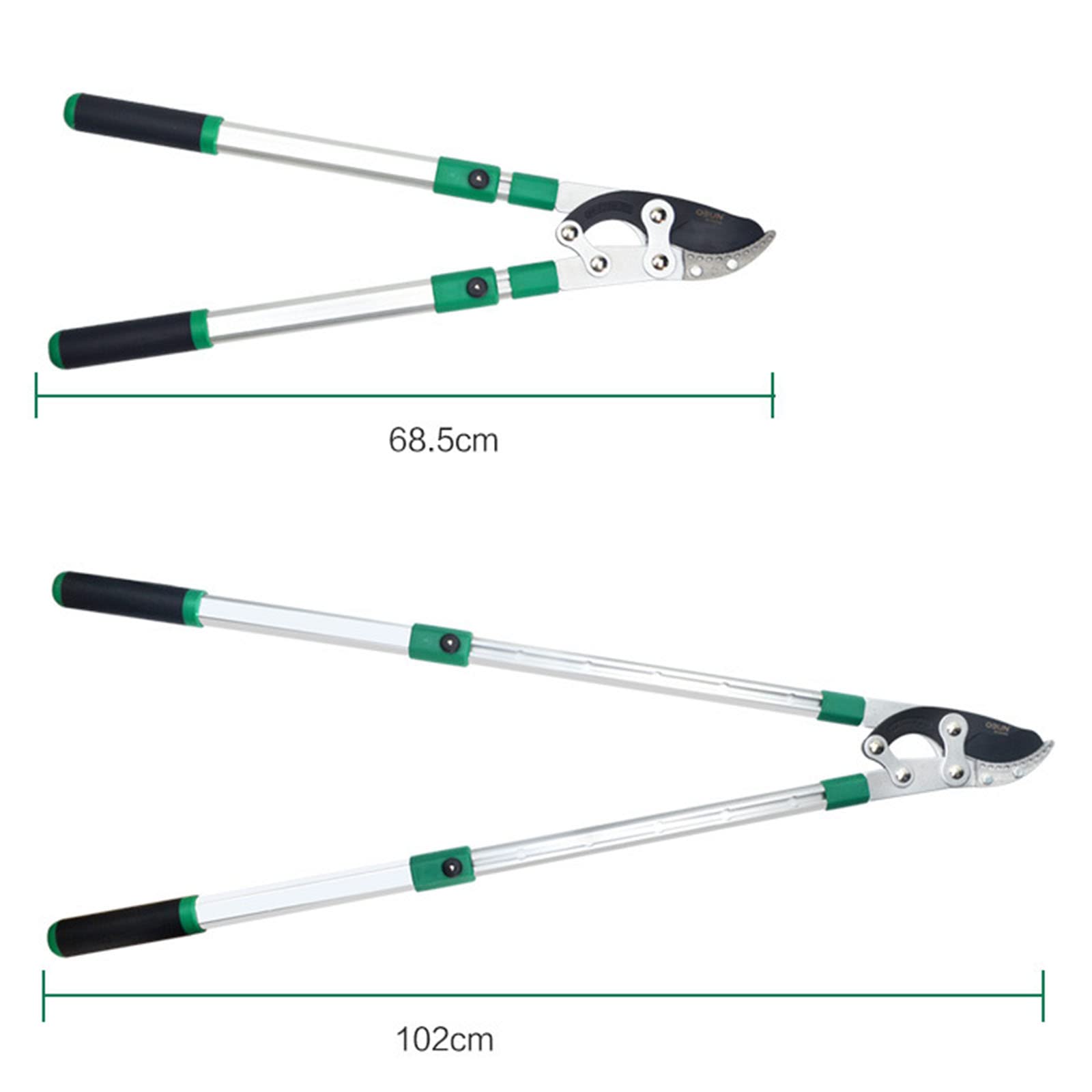 Tijera con Trinquete para Poda De Árboles 685-1020MM Tijeras Telescópicas con Yunque, Capacidad De Corte De 60MM, Herramientas Jardinería para Setos Y Ramas Gruesas Y Duras
