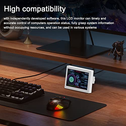 Image of Dioche LCD Screen Inside Pc Case 3.5 inch Smart Secondary Screen Pc Temperature Display Computer Temp Monitor Mini Computer USB Display Type C Auxiliary Screen (Black)