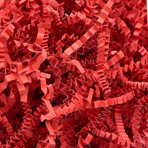Corlcol 200g(7oz) Crinkle Paper Filler for Gift Baskets Gift Box Paper Shreds for Birthday Weddings Valentines Day Christmas (Red)
