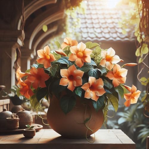 Image of 100+ SEEDS- All Seasons Growing Mix Mandevilla Flower Seeds For Planting- 5 in 1 Pack