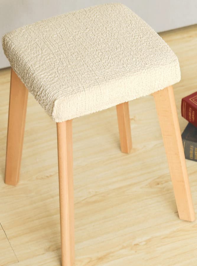 ZZDZW Rectangle Bar Stool Cover 2 Pieces Chair Seat Slipcovers Stretch Stool Upholstered Slipcover Protector Backless Chair Cover for Square Stool Without Backrest (Color : Beige, Size : 2pcs)