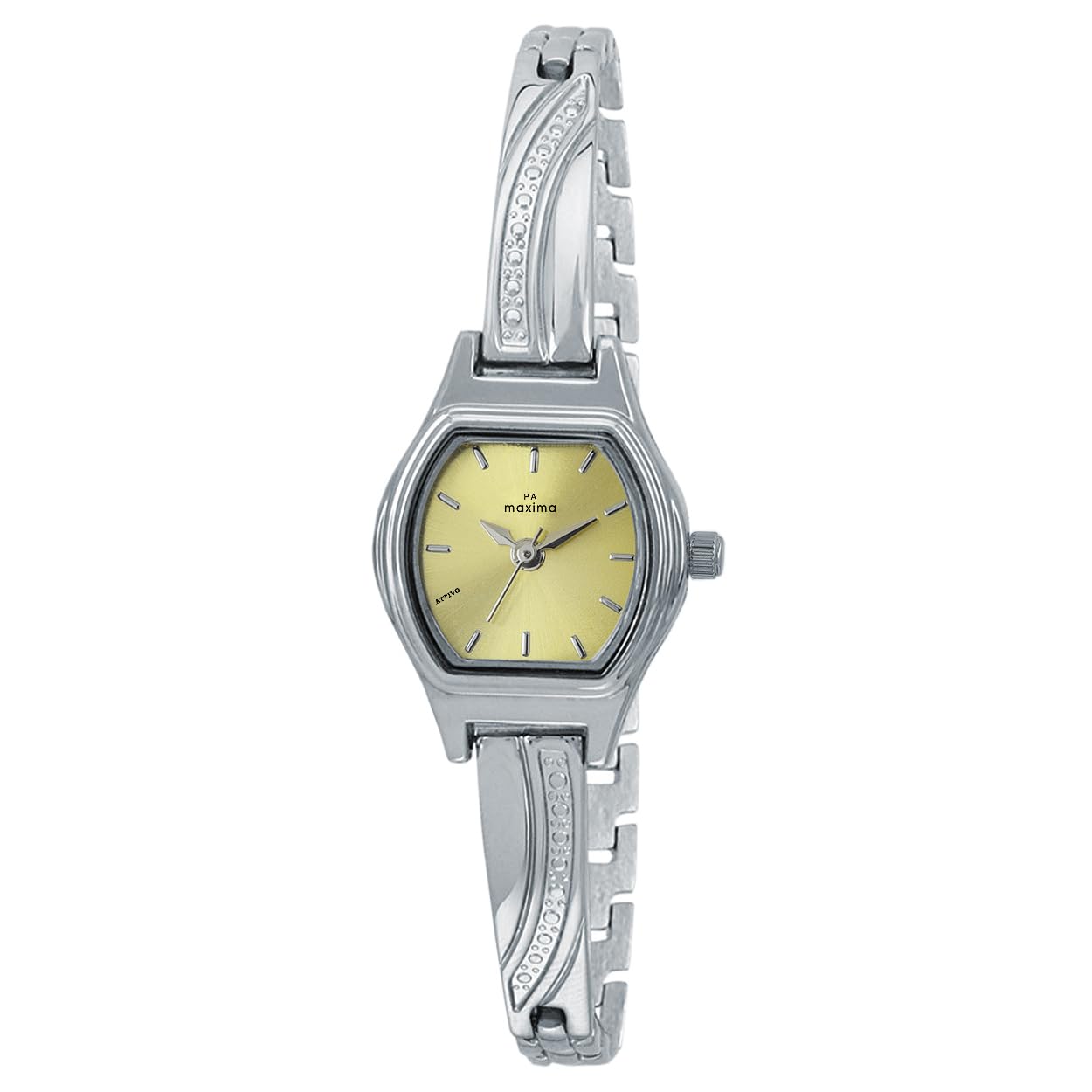 Maxima Brass Women Attivo Ladies Analogue Watch 59715Bmli, Gold Dial, Silver Band (B0CTKH33GS) Amazon Price History, Amazon Price Tracker