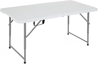 FDW 4FT Folding Table, Portable Fold-in-Half Plastic Picnic Party Table ...