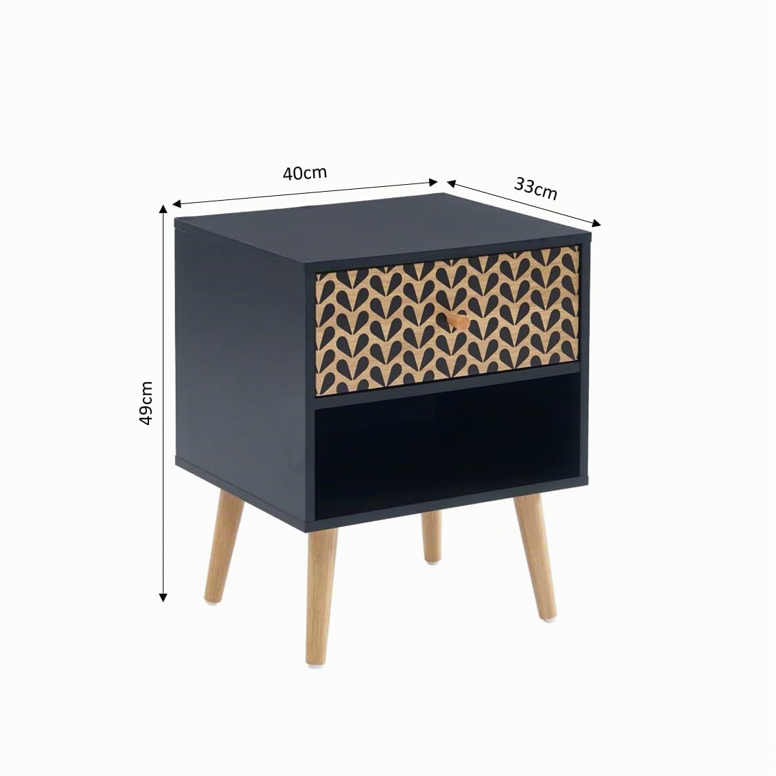 BAITA – Mesita de Noche con Efecto Roble (40 cm)