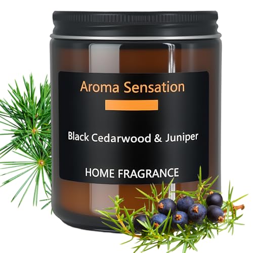 ceder doftljus presentset för män kvinnor, aromaterapi ljus i glas, ljusset stor för heminredning rumsdoft badspa, naturligt sojavax, 40 timmar lång brinntid, 8 % cederträ och enbär
