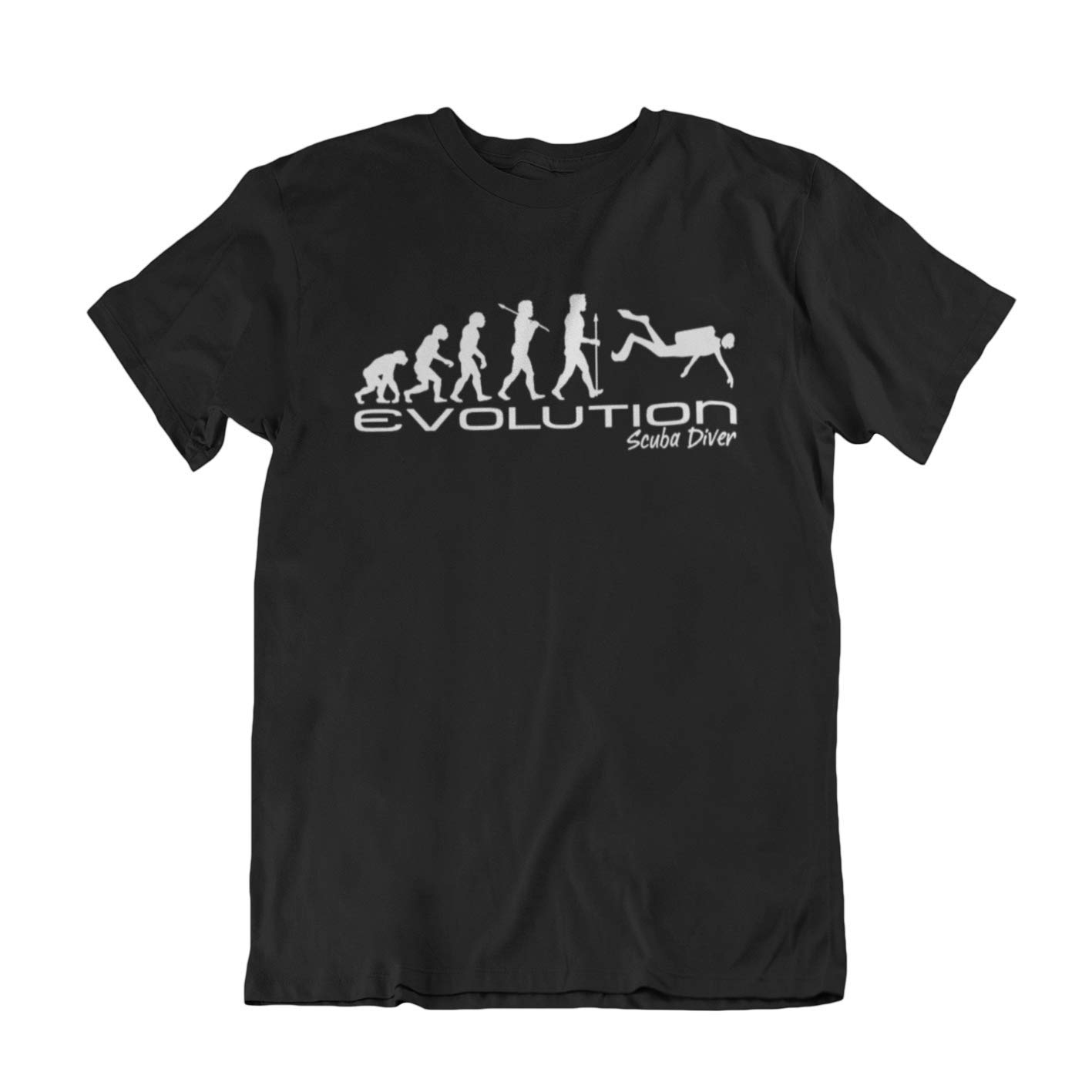 Jonny Cotton Men's Black Evolution Of A Scuba Diver - Water Sports Novelty T-Shirt (Large, )