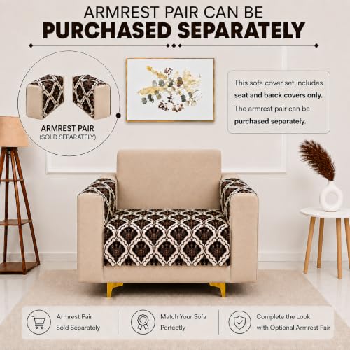 Image of Homerz Premium Printed Quilted Velvet Sofa Slip Cover Protector, Sofa Mat, Exact Size, Antislip Cover (Botanica, 1 Seater, Half)