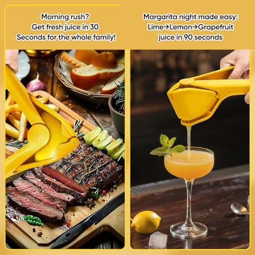 Image of Manual Lemon Squeezer, Hand Lemon Squeezer, Easy-to-Use, Very Sturdy, Lemon Juicer, Lemon Juicer Squeezer to Squeeze Lemons, Yellow, HomeyVenture