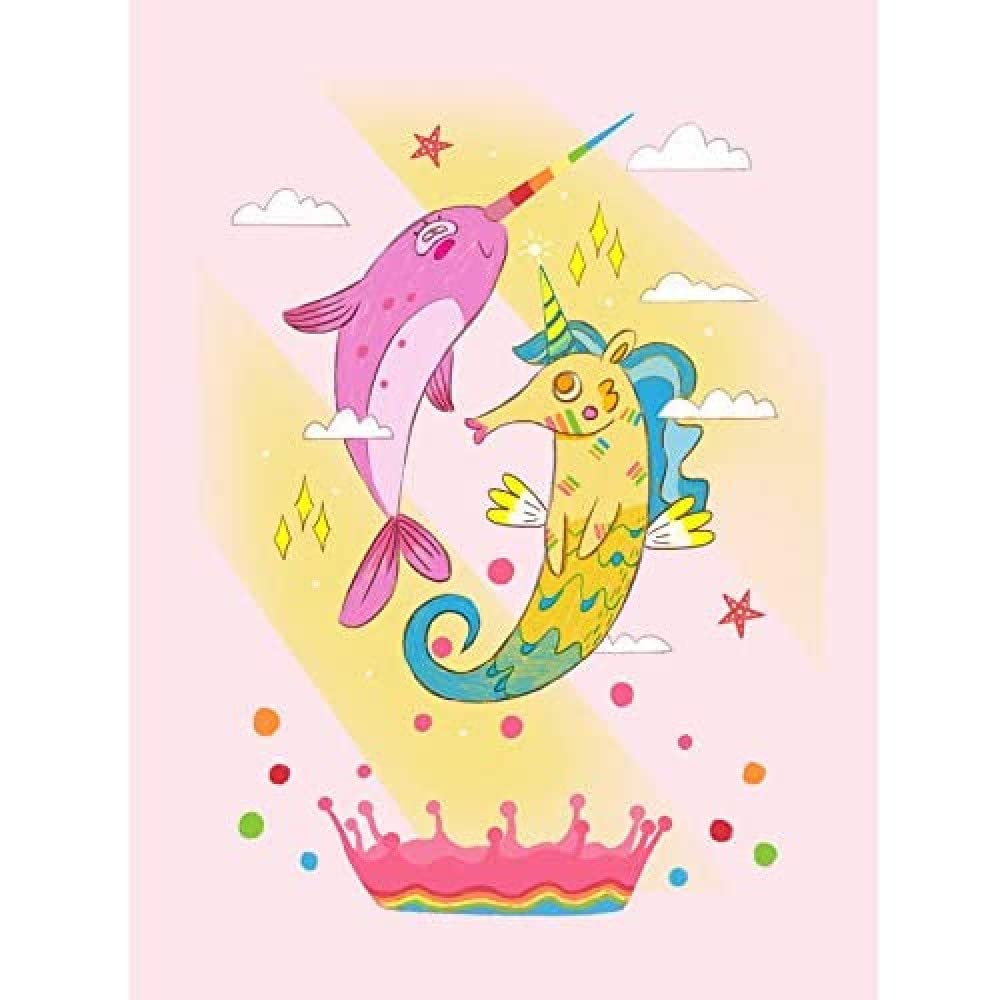Wee Blue Coo Unicorn Seahorse Narwhal Magic Unframed Art Print Poster Wall Decor 12x16 inch