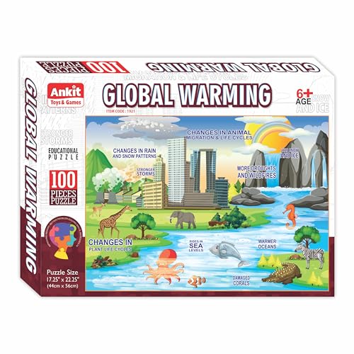Image of Ankit Toys & Games 100-Piece Jigsaw Puzzles for Kids Ages 6+, Educational and Engaging Geography Puzzle with Vibrant Map Learning (Global Warming)