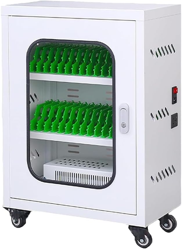 30 Slots Charging Station for Multiple Phones, Cell Phones Storage Locker for Classroom, Galvanized Metal Cell Phone Lock Box Organizer for Factory, Large Capacity Cellphone Locker